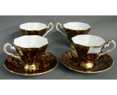Royal Staffordshire Ruby Red and leaf pattern tea set, Comprising
12 x Cups, 13 x Saucers and 12 x Side plates. CONDITION REP