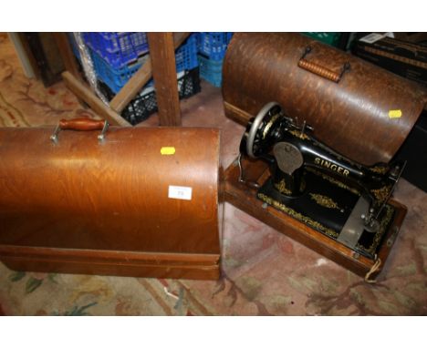 TWO CASED VINTAGE SEWING MACHINES