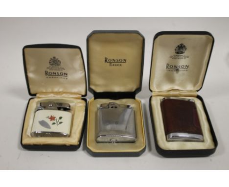 THREE BOXED VINTAGE RONSON LIGHTERS 