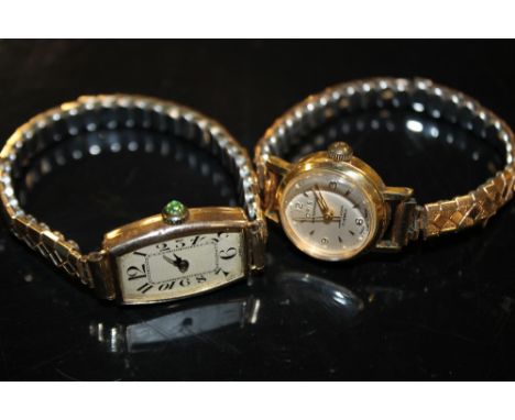 A LADIES VINTAGE 9CT GOLD WRIST WATCH TOGETHER WITH ORIS EXAMPLE 