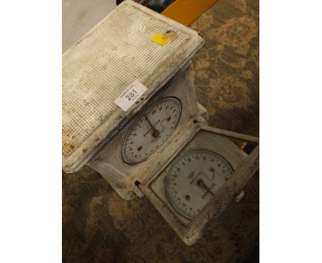 A SET OF BELMONT MIRRORED WEIGHING SCALES 