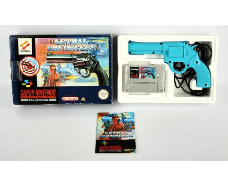 Super Nintendo (SNES) Lethal Enforcers Box Set by Konami + Light Gun (PAL) Item is complete, boxed and in good condition over