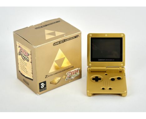Nintendo Game Boy Advance SP [Zelda Limited Edition Pak] w/The Legend of Zelda: The Minish Cap game (PAL) Item is complete, b