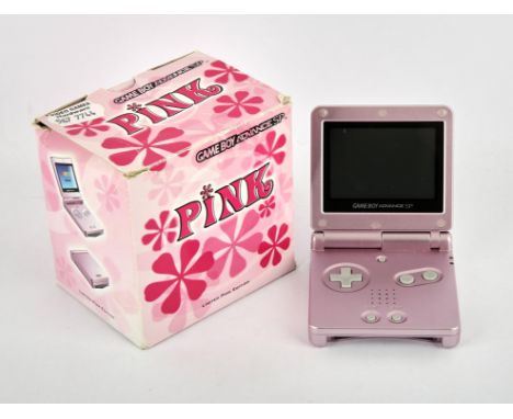 Nintendo Game Boy Advance SP [Limited Pink Edition] (PAL) Item is complete, boxed and in fair condition 