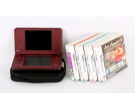 Nintendo DSi XL [Burgundy] with GameExpert carry case, charger, instruction manuals and 4 games Games include: Deal or No Dea