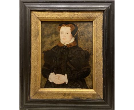 Property of a Gentleman  German School 16th Century Portrait of a Lady Oil on panel Inscribed,Â&nbsp;verso: H. Holbein pinx  