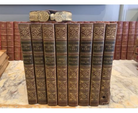 To be sold without reserve 8 volumes ex libris Ramsey Abbey With maps and portrait Edward Gibbon The History of the Decline a