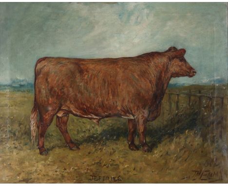Property of a lady Emms, John (1844-1912) Portrait of a bull in a landscape Oil on canvas Signed and dated, lower right: "J. 