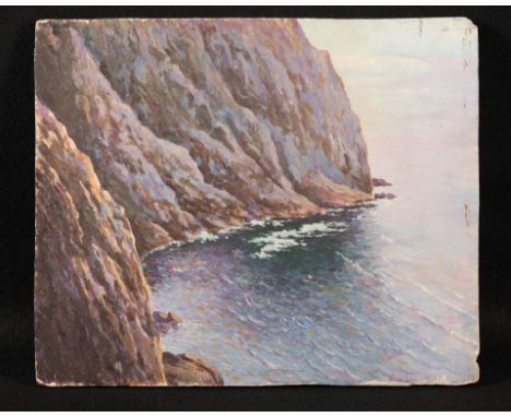 Circle of Dame Laura Knight (1877-1970 Seascape Oil on panel Windsor and Newton prepared panel label verso  Dimensions: 10 in