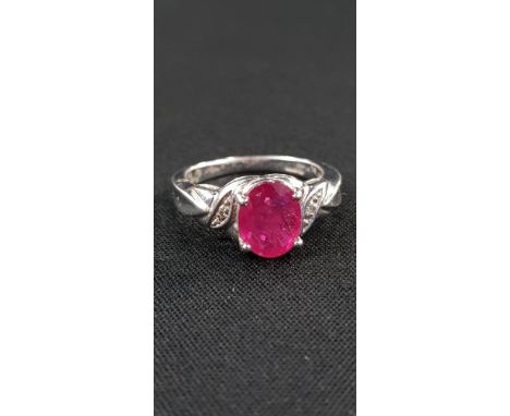 WHITE GOLD RUBY AND DIAMOND RING