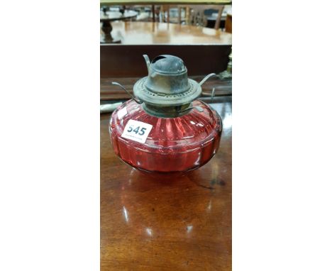 RED GLASS OIL LAMP (WITHOUT GLASS FUNNEL)