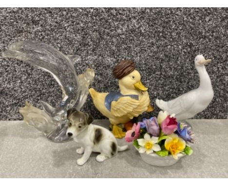 Miscellaneous porcelain and glass including Nao goose