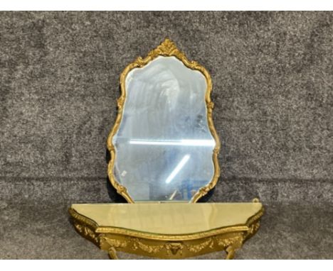 Gold console table with mirror