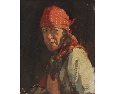 Allan Davidson (American, 1913-1988)Portrait of a gypsysigned 'Allan Davidson' l.l., oil on board28 x 22.2cmCondition ReportS