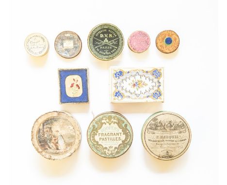 Ephemera. Collection of packaging boxes, predominantly early Victorian, card and paper construction, to include one late-Geor