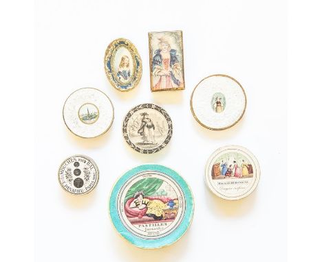 Ephemera. Collection of early Victorian packaging boxes for confectionery, transfers or jewellery. Card construction, some wi