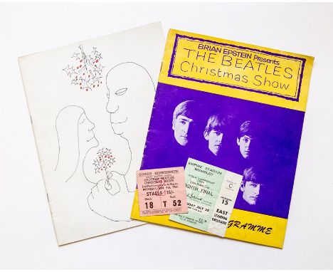 The Beatles, souvenir programme for the Christmas Show, 1963-1964, yellow &amp; purple illustrated covers, and concert progra