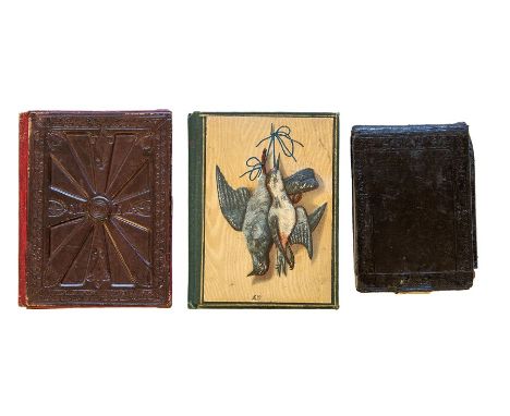 Valentine notebook, c.1860, the calf boards bearing initials (presumably the initials of the lovers), 'C. M. &amp; E.A.', the