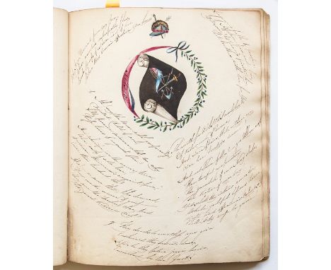 Late-Georgian commonplace book, featuring 26 pages of manuscript verse and watercolour illustrations. The book includes a wat