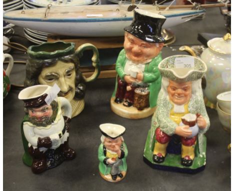 Five character jugs including Spode, Kingston and Staffordshire