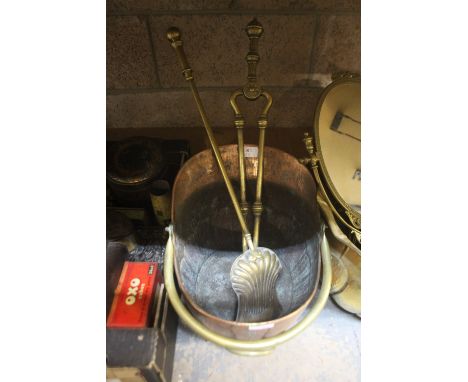Coal scuttle & fire tools
