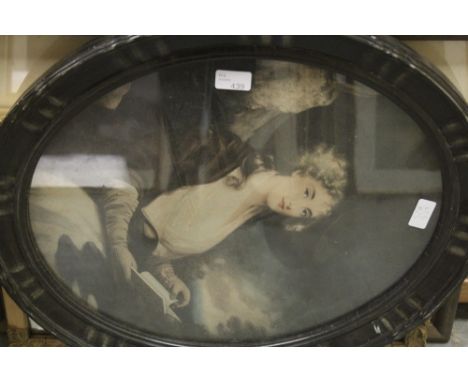 Mirror and print of Rome and circular portrait print