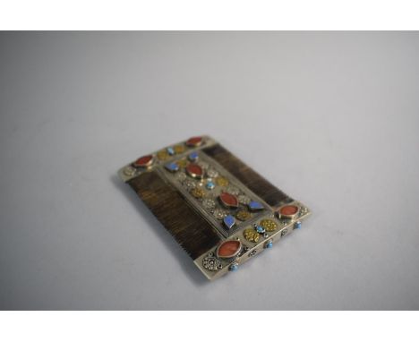 A Jewelled Double Sided Mixed Metal Comb, 9.5cm Wide 
