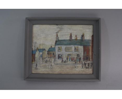 A Small Oil Sketch in the Manner of Lowry, Fish and Chip Shop at Cleator Moor (Unsigned and No Provenance) 25x20.5cms 