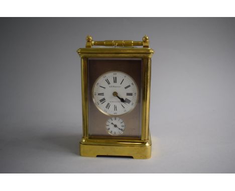 A French Brass Cased Carriage Clock with Repeating Movement and White Enamel Dial for A. H. Rodanet and Subsidiary Alarm Dial