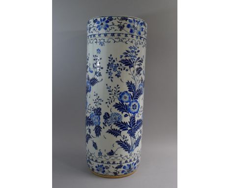 A 20th Century Oriental Glazed Stoneware Stick Stand of Cylindrical Form. red Seal Mark to Base, 59cms High 