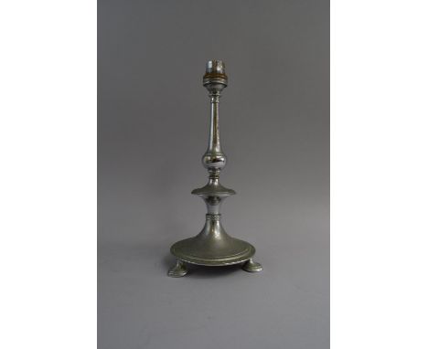 An Early 20th Century Chrome Table Lamp on Three Feet. Reg No 560709 (1910) 27cms High 