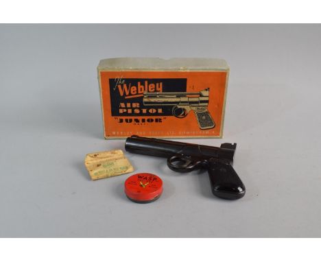 A Vintage Webley "Junior" Air Pistol, .177 Calibre Complete with Original Box and Webley and Wasp Pellets 
