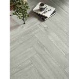 Trade Lot 18 x New Packs of Rigid Core Waterproof Premium Herringbone Flooring. (Light Grey) RRP £