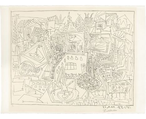 Pablo Picasso (Málaga 1881 – 1973 Mougins). „Jardins à Vallauris“. 1953Lithografie auf Arches-Velin.  49,6 × 64,6&nbsp;cm (56