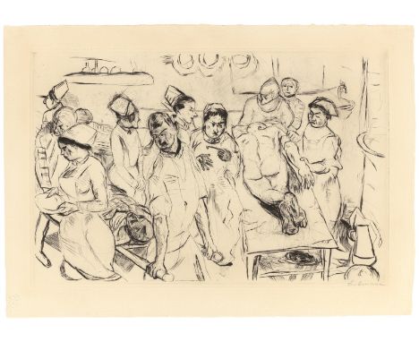 Max Beckmann (Leipzig 1884 – 1950 New York). „Große Operation“. Um 1914Kaltnadel auf Bütten.  30&nbsp;×&nbsp;44,8&nbsp;cm (11