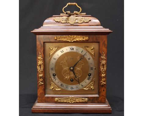 A 1970s bracket clock in the Georgian 'style,' with 8-day lever movement by Elliott of London, striking with Westminster and 