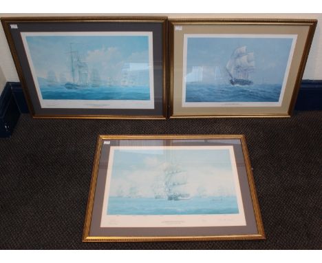 Rex Phillips - Three limited edition prints, two relating to first settlers to Australia and the other of H.M.S Warrior. All 