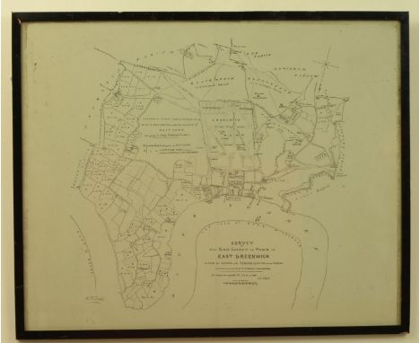 Greenwich. Estate Plan depicting Greenwich in 1695, titled 'Survey of the King's Lordship or Manor of East Greenwich', 19th c