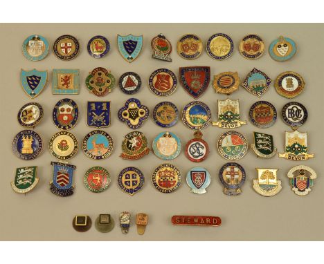 Bowling badges. A collection of pre-war and post-war enamel bowling badges collected by Mr E.J. Phillips of Southsea Waverley