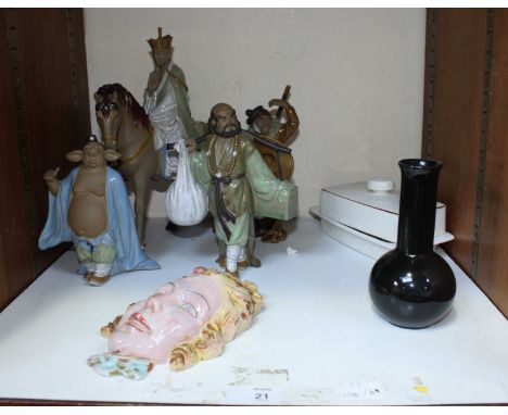 SECTION 21. A group of Chinese pottery figures, after characters from the cult T.V. show 'Monkey', together with a Sitzendorf