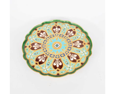 A Mintons Pottery majolica Lazy Susan in the manner of Augustus Welby Northmore Pugin, circular, cast in low relief with radi