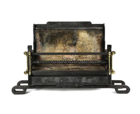 A rare Barnard, Bishop and Barnards cast iron fire basket designed by Thomas Jeckyll, model no.880, cast with low rectangular