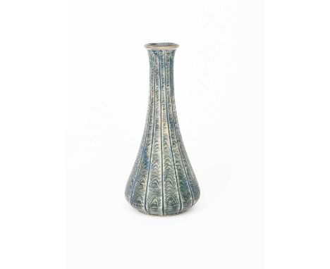 A Martin Brothers stoneware gourd vase by Edwin and Walter Martin, dated 1911, tapering cylindrical form, incised with fine c