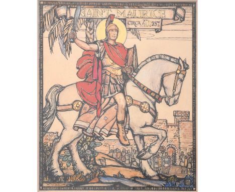 Φ Isabel Florrie Saul (1895-1982)Saint Maurice,ink and gold heightener, on paper, depicting a Roman centurion on horseback, f