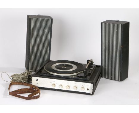 Dual P44 1970's portable Record turntable, with speakers and speaker cable all folds up with a housed travel case