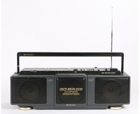 Hitachi&nbsp; TRK-3D50E stereo radio cassette&nbsp;ghetto blaster, the twin cassette recorder boombox with 3D bass super woof