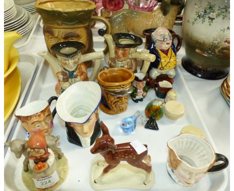 A Hummel figure girl with sheep; a selection of animals; Toby jugs