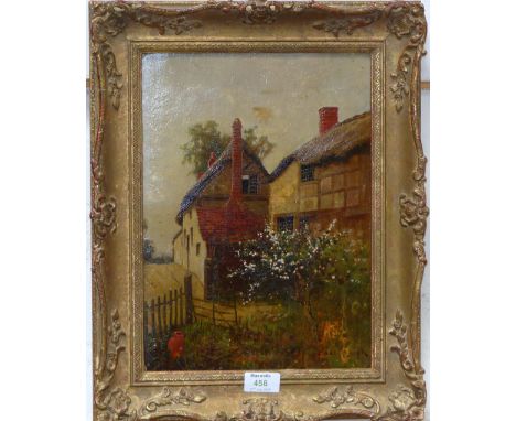 Carl, Dr K:  Thatched cottage, oil on board, 13" x 10", gilt framed