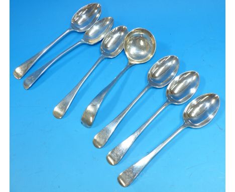 A hallmarked silver sauce ladle and 6 hallmarked silver teaspoons