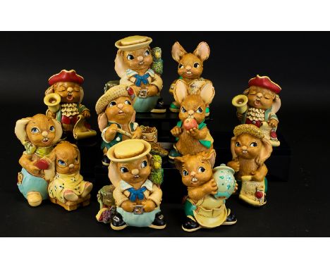 Collection of Pendelfin Ceramic Figures. Includes Various Rabbit Figures - Bellman No 2040075 Tom No 2059921, Trove No 207928